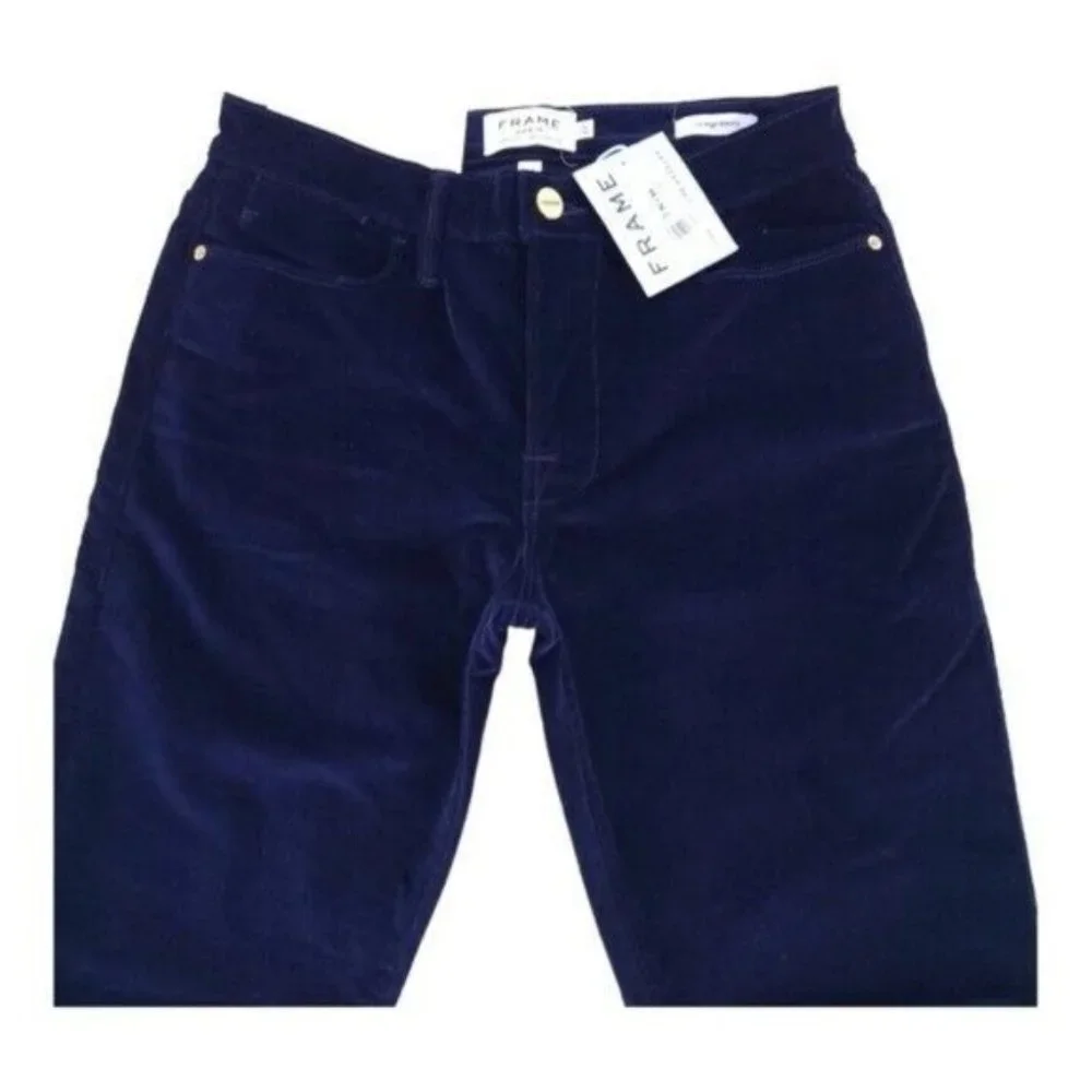 FRAME Le High Rise Blue Skinny Corduroy Jeans Pants Size 27 NWT - Picture 2 of 11